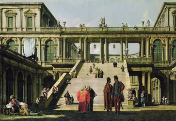 Ideaal landschap met paleistrappen, 1762